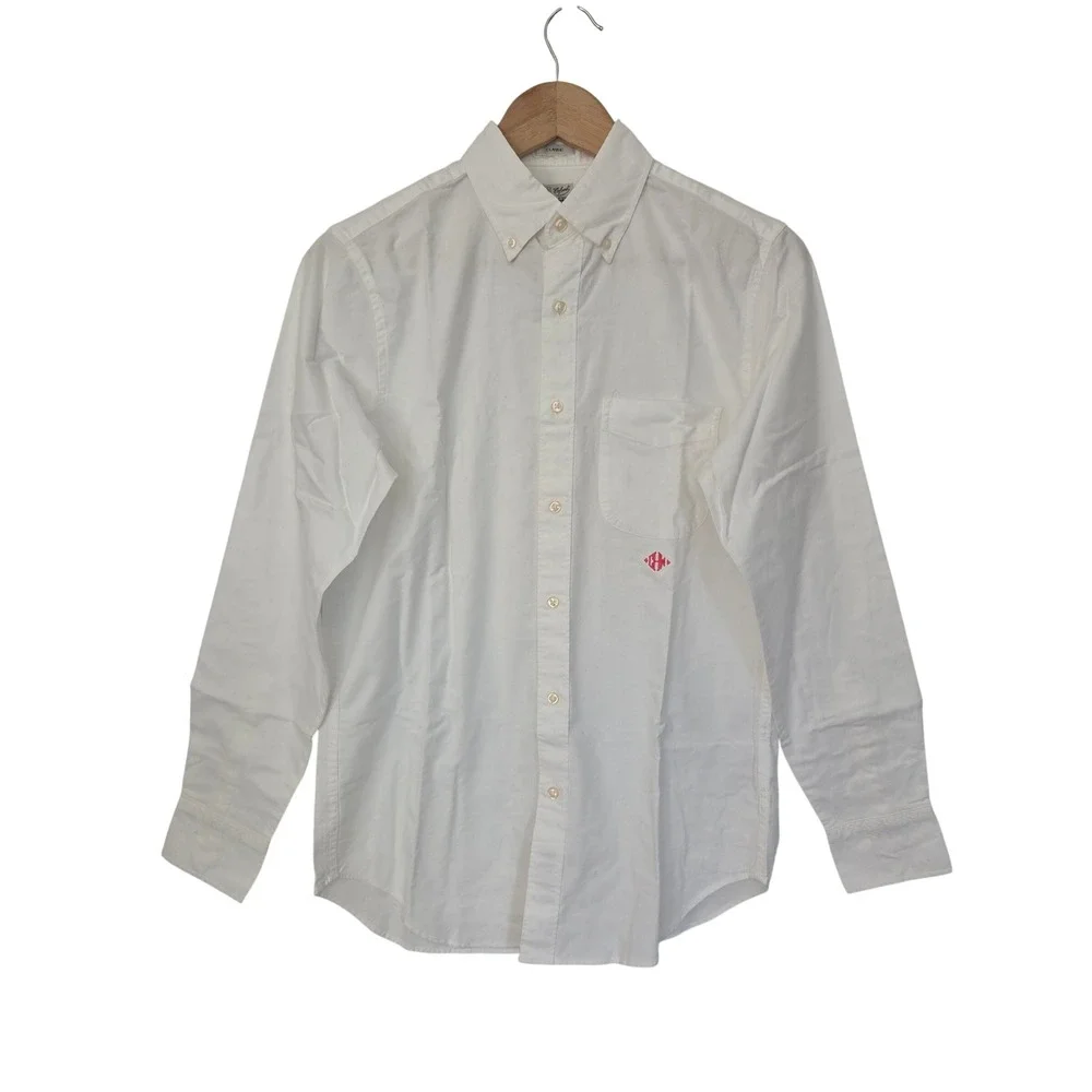 J. Crew Shirt Broken-In Oxford Classic CHW Monogram Mens XS White NWT BE996